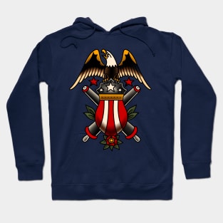 American Traditional Military Eagle & Artillary Motif Hoodie